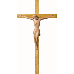 Cristo moderno ROMA en cruz de roble